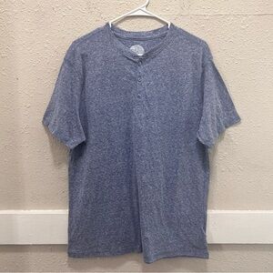 C&C California Blue Henley Button Short Sleeve Top NWOT XL